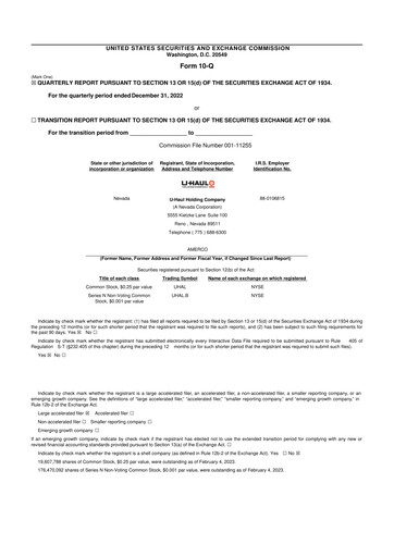 Thumbnail U-Haul 10-Q Quarterly Report FY2023 