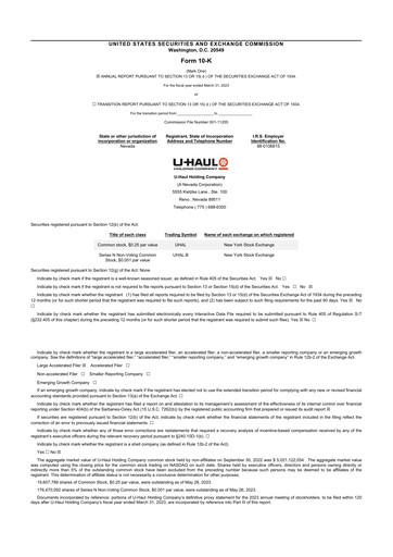 Thumbnail U-Haul 10-K Annual Report 2023