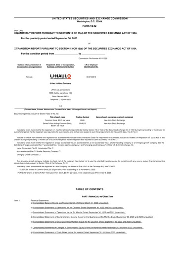 Thumbnail U-Haul 10-Q Quarterly Report FY2024 