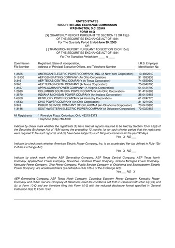 Thumbnail American Electric Power 10-Q Quarterly Report FY 