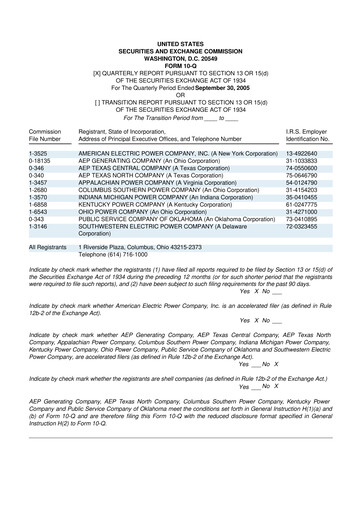 Thumbnail American Electric Power 10-Q Quarterly Report FY 