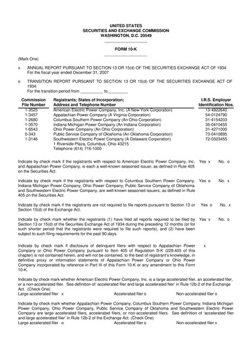 Miniature American Electric Power 10-K Rapport annuel 