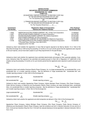 Thumbnail American Electric Power 10-Q Quarterly Report FY2012 