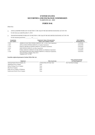 Thumbnail American Electric Power 10-K Annual Report 2014