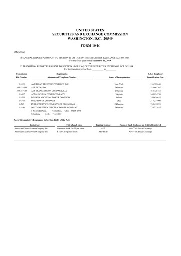 Thumbnail American Electric Power 10-K Annual Report 2019