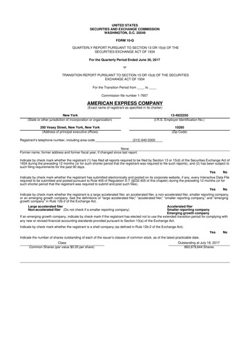 Thumbnail American Express 10-Q Quarterly Report FY2017 