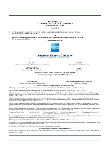 Thumbnail American Express 10-K Annual Report 2017