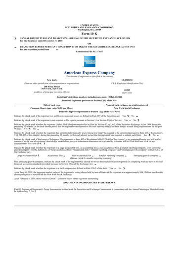 Thumbnail American Express 10-K Annual Report 2018