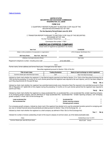 Thumbnail American Express 10-Q Quarterly Report FY2019 