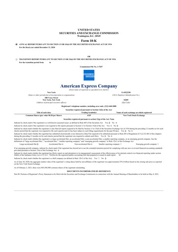 Thumbnail American Express 10-K Annual Report 2020