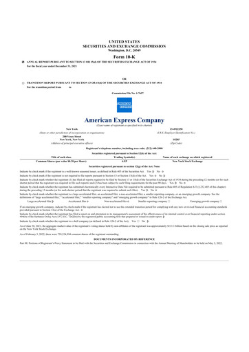 Thumbnail American Express 10-K Annual Report 2021