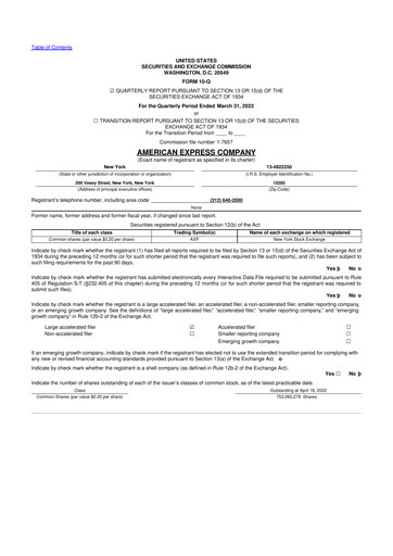 Thumbnail American Express 10-Q Quarterly Report FY2022 