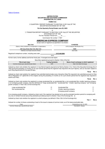 Thumbnail American Express 10-Q Quarterly Report FY2023 