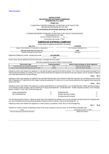 Thumbnail American Express 10-Q Quarterly Report FY2025 