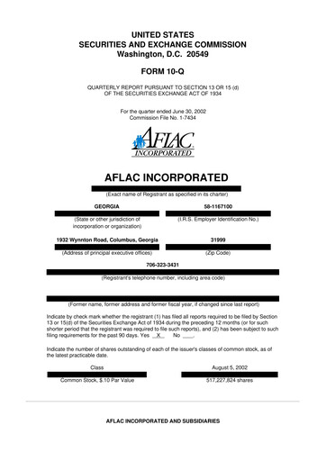 Thumbnail Aflac 10-Q Quarterly Report FY 