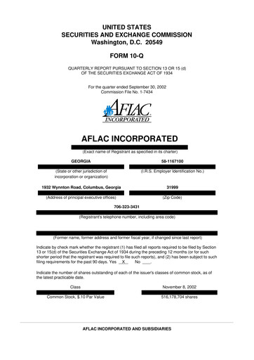 Thumbnail Aflac 10-Q Quarterly Report FY 