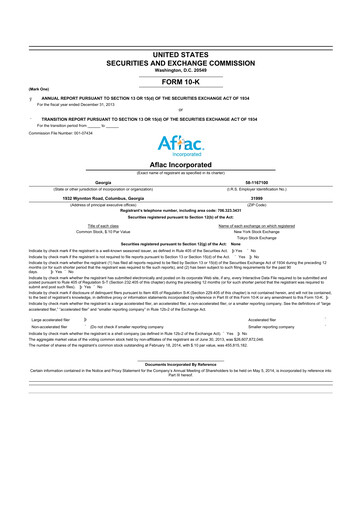 Thumbnail Aflac 10-K Annual Report 2013