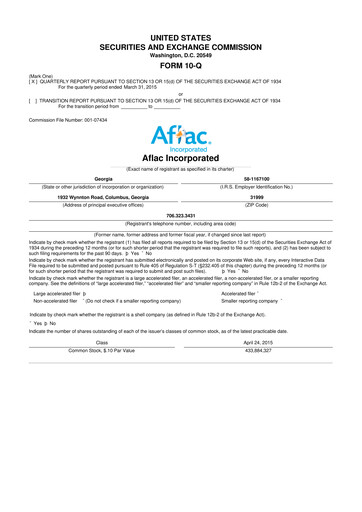 Thumbnail Aflac 10-Q Quarterly Report FY2015 