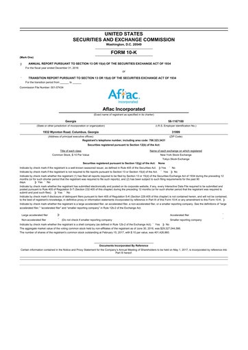 Thumbnail Aflac 10-K Annual Report 2016