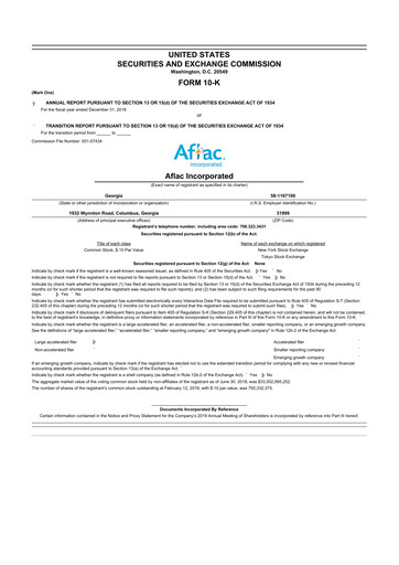 Thumbnail Aflac 10-K Annual Report 2018