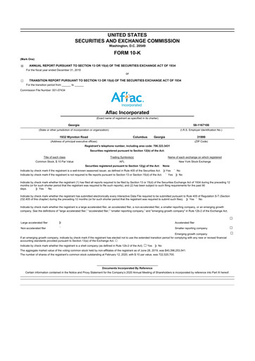 Thumbnail Aflac 10-K Annual Report 2019