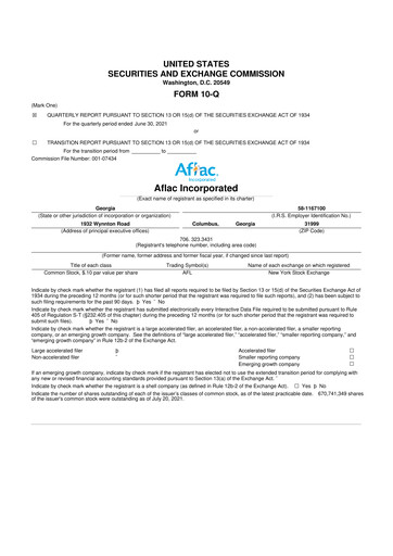 Thumbnail Aflac 10-Q Quarterly Report FY2021 