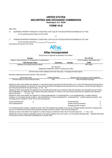 Thumbnail Aflac 10-Q Quarterly Report FY2023 