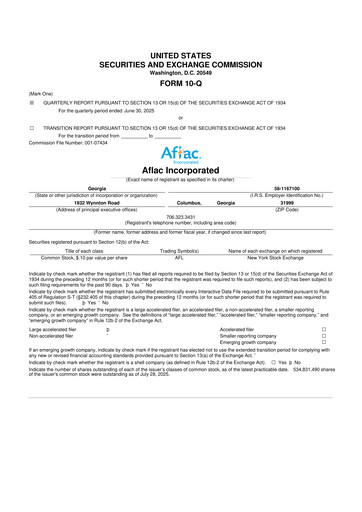 Thumbnail Aflac 10-Q Quarterly Report FY2025 