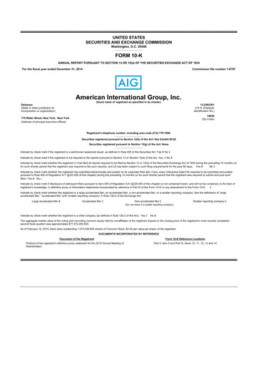 Thumbnail American International Group 10-K Annual Report 2014