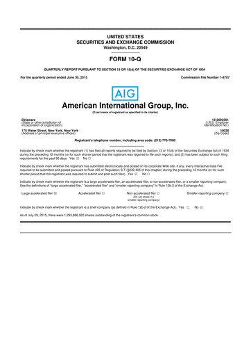 Thumbnail American International Group 10-Q Quarterly Report FY 