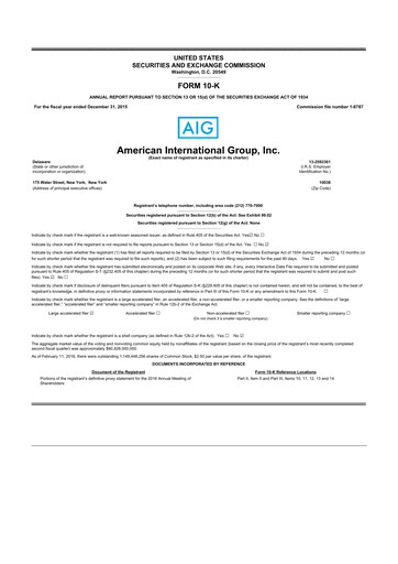 Thumbnail American International Group 10-K Annual Report 2015