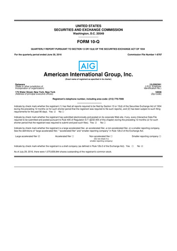 Thumbnail American International Group 10-Q Quarterly Report FY2016 