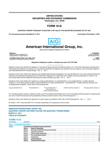 Thumbnail American International Group 10-Q Quarterly Report FY2017 