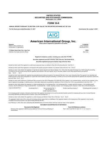 Thumbnail American International Group 10-K Annual Report 2017