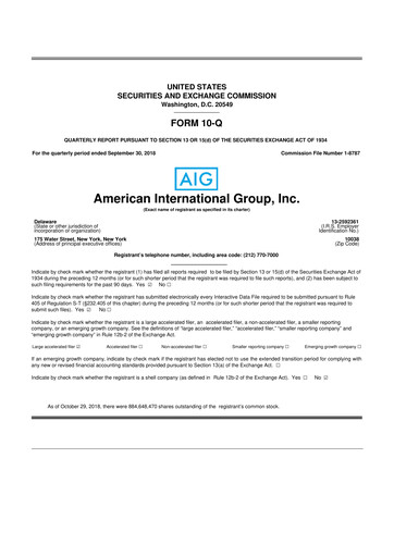 Thumbnail American International Group 10-Q Quarterly Report FY2018 
