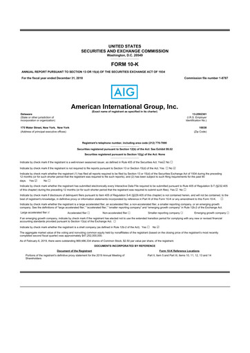 Thumbnail American International Group 10-K Annual Report 2018