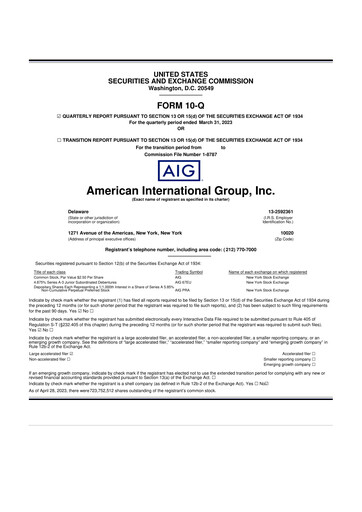 Thumbnail American International Group 10-Q Quarterly Report FY2023 
