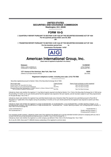 Thumbnail American International Group 10-Q Quarterly Report FY2023 