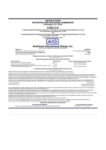 Thumbnail American International Group 10-K Annual Report 2023