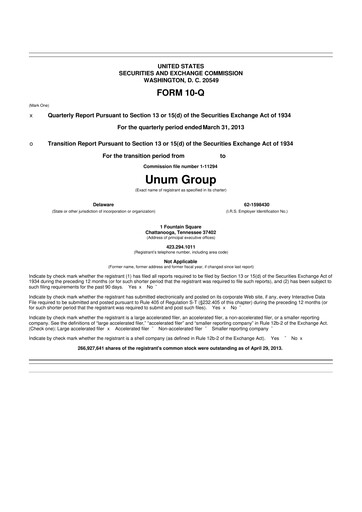 Thumbnail Unum 10-Q Quarterly Report FY2013 