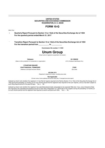 Thumbnail Unum 10-Q Quarterly Report FY2017 