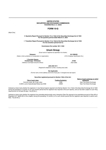 Thumbnail Unum 10-Q Quarterly Report FY2023 