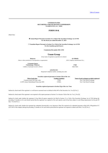 Thumbnail Unum 10-K Annual Report 2023