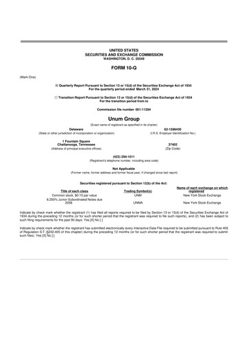 Thumbnail Unum 10-Q Quarterly Report FY2024 