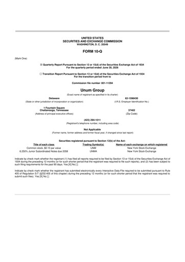 Thumbnail Unum 10-Q Quarterly Report FY2026 