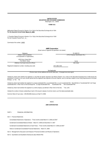 Thumbnail American Airlines 10-Q Quarterly Report FY 