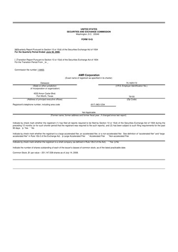 Thumbnail American Airlines 10-Q Quarterly Report FY 