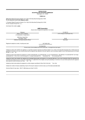 Thumbnail American Airlines 10-Q Quarterly Report FY 