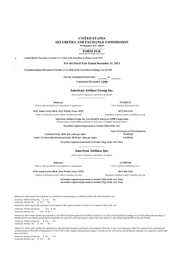 Thumbnail American Airlines 10-K Annual Report 