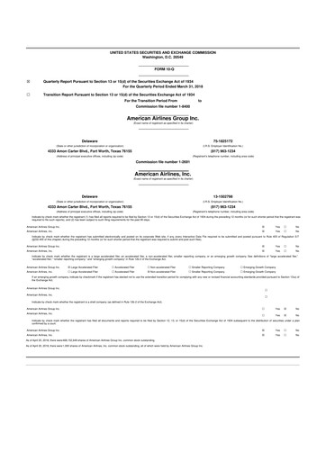 Thumbnail American Airlines 10-Q Quarterly Report FY 